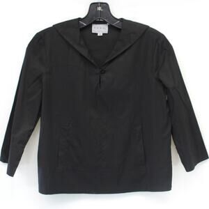 Adec 2 Bergdorf Goodman black minimalist sailor blouse top shirt cotton blend Sm